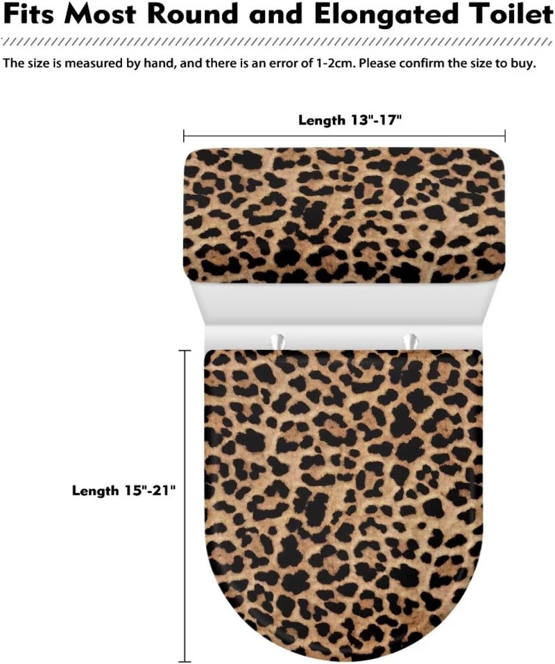 Kathyboom Toilet Lid Cover Tank Lid Covers Splash Resistant Durable Toilet Seat Covers with Elastic Edge Keep Dust Stain Off Toilet Fit Most Round and Elongated Toilet Bathroom Decor(Leopard) - Image 5